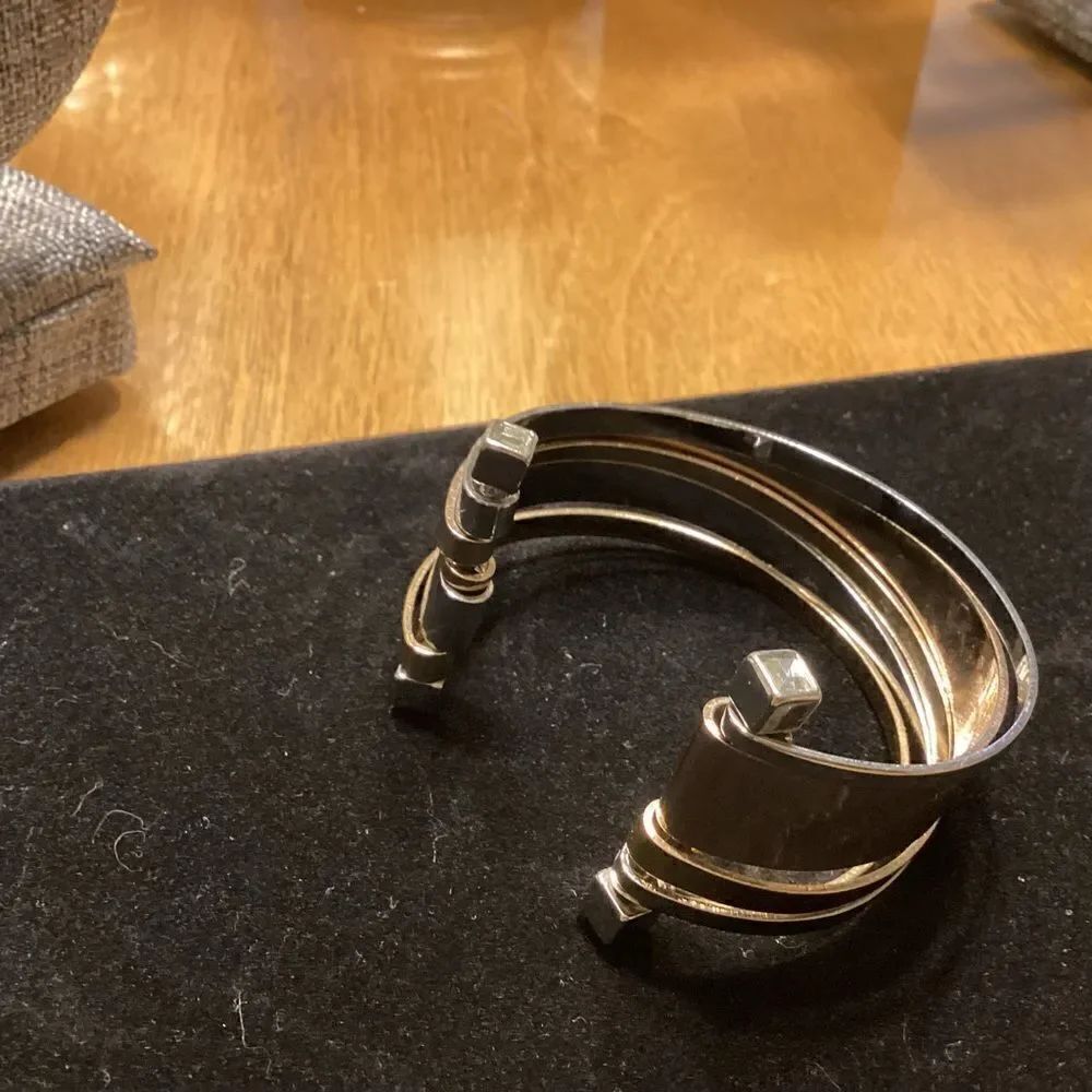 Silvertone and Goldtone Open Cuff Bangle Bracelet